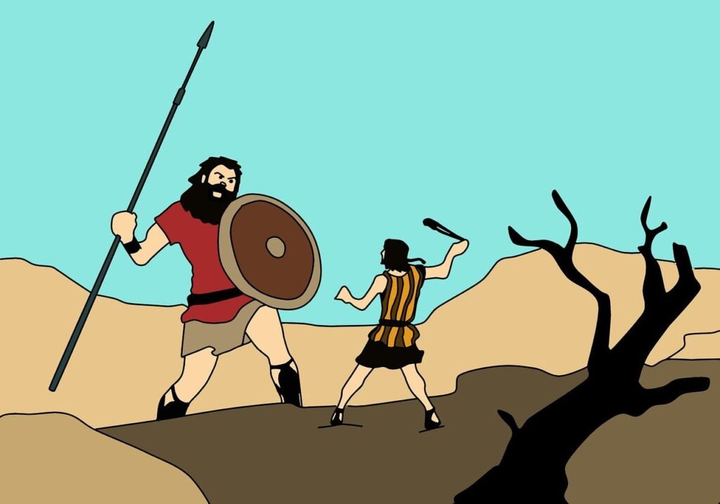 Qual era a altura Golias e Davi
